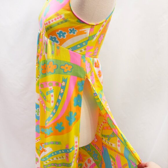 Vintage groovy psychedelic maxi beach cover up - fits like a medium - Picture 4 of 7
